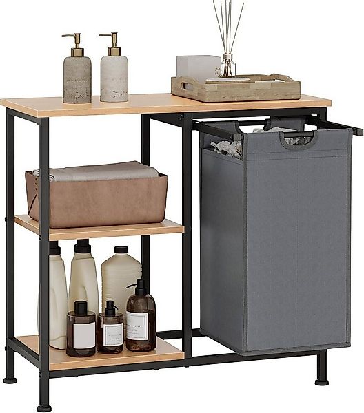 EUGAD Badregal, Wäschekorb mit 4 Ablagen, Standregal offen, Schwarz helle E günstig online kaufen