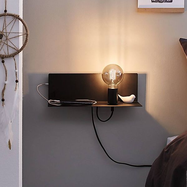 Paulmann Wandlampe Devara, schwarz 40 cm E27 USB-Port günstig online kaufen