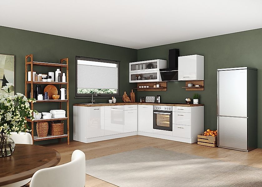 KOCHSTATION Winkelküche "KS-Milan", Stellbreite 220/220 cm, viel Stauraum, günstig online kaufen