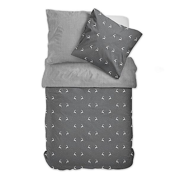 Dormabell Biber Bettwäsche 11471 Hirsch kariert grau weiß 135x200 günstig online kaufen
