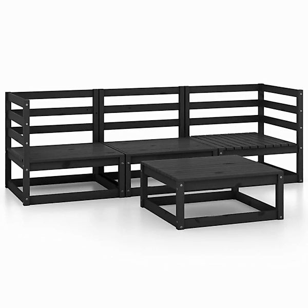 4-tlg. Garten-lounge-set Schwarz Massivholz Kiefer günstig online kaufen