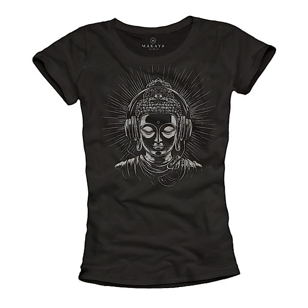 MAKAYA Yogashirt Buddha Kopfhörer Motiv Kurzarm günstig online kaufen