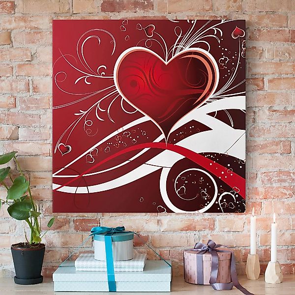 Leinwandbild Liebe - Quadrat Red Hearts günstig online kaufen