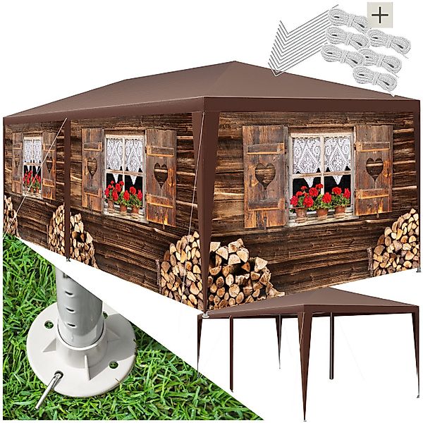 tectake Pavillon Almchalet, mit 8 Seitenteilen, günstig online kaufen