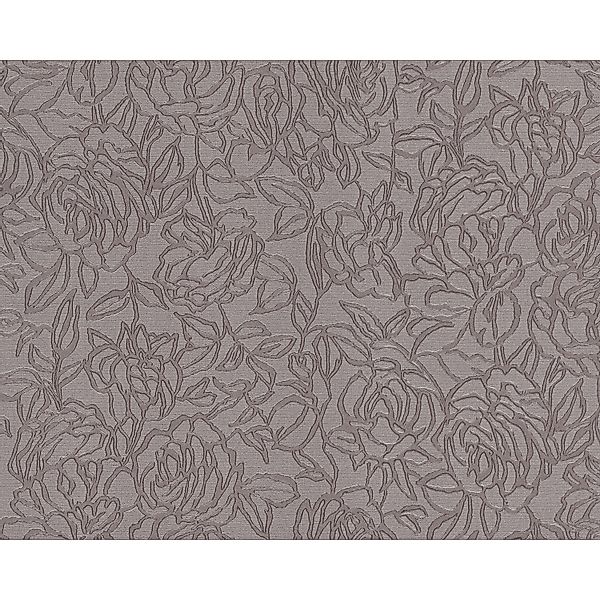 EDEM 9040-22 Blumen Tapete Floral glänzend Grau Braun 1,06 m x 10,05 m 10,6 günstig online kaufen