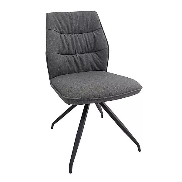 Moderne Polster Stühle in Grau Webstoff Gestell aus Metall (2er Set) günstig online kaufen