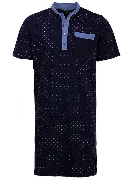 Henry Terre Nachthemd Nachthemd Kurzarm - Stehkragen mit Punkten günstig online kaufen