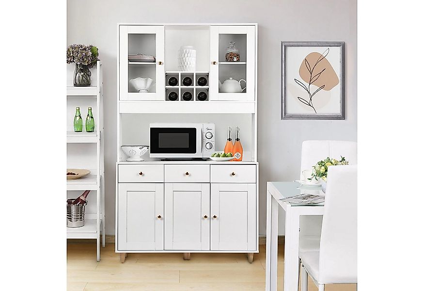 VOWNER Küchenbuffet Vitrine, Mehrzweckschrank, 5 Türen Weiß günstig online kaufen