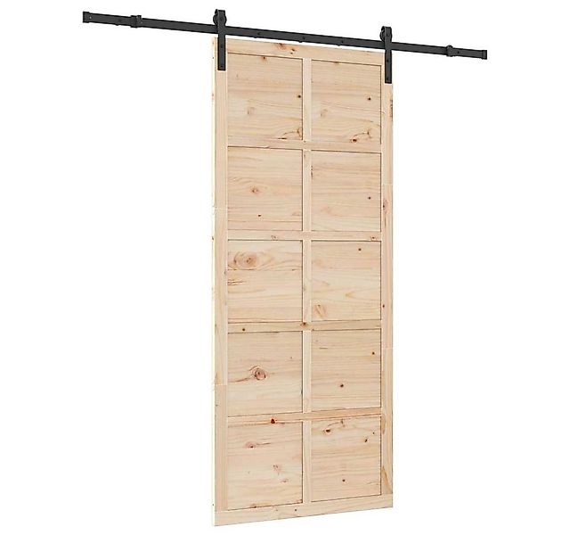 vidaXL Haustür Schiebetür Braun 90 x 208 cm Massives Kiefernholz (1-St) günstig online kaufen