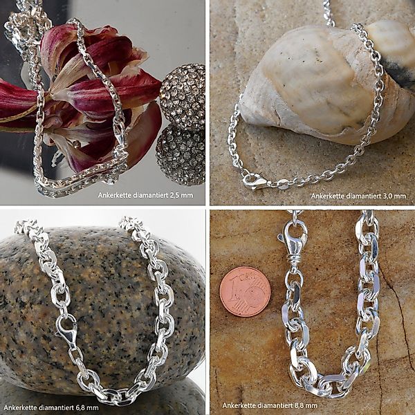 HOPLO Silberkette Ankerkette diamantiert Länge 42cm günstig online kaufen