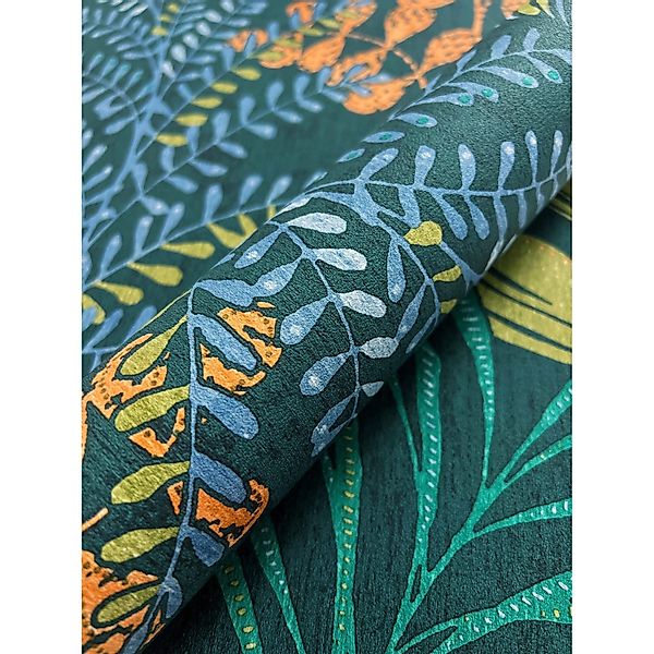 Newroom Vliestapete Zoelle Petrol Dschungel Modern günstig online kaufen