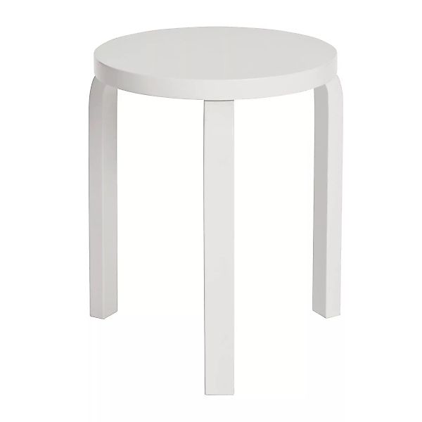 Artek - 60 Hocker Gestell lackiert - weiß /Sitzfläche Birkenfunier lackiert günstig online kaufen