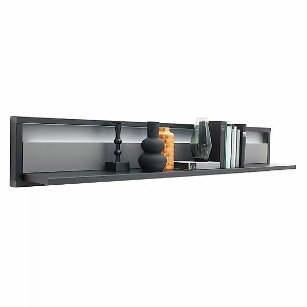 Wohnzimmer Regal hängend in Grau 24 cm tief 156 cm breit günstig online kaufen