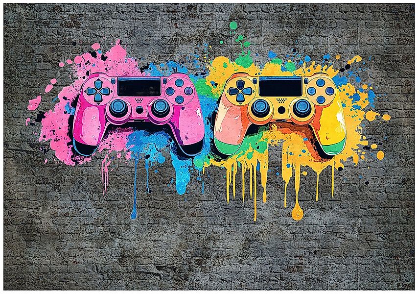 Wallarena Fototapete Kinderzimmer Jungen Gaming Pad Graffiti Grau Vlies Tap günstig online kaufen