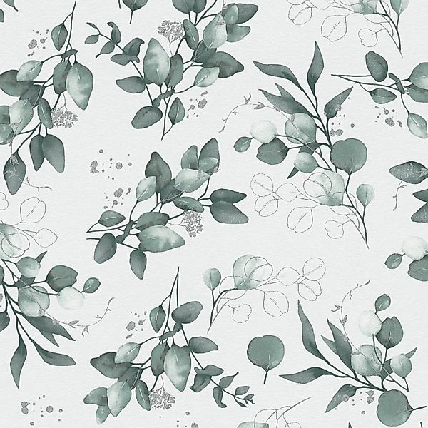 PROFHOME 397682-GU Landhaus Tapete Floral Glanzeffekt Weiß Grün Silber 0,53 günstig online kaufen