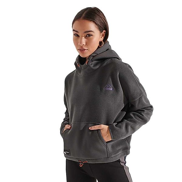 Superdry Mountain Fleece Crop Hood Pullover XS Charcoal günstig online kaufen