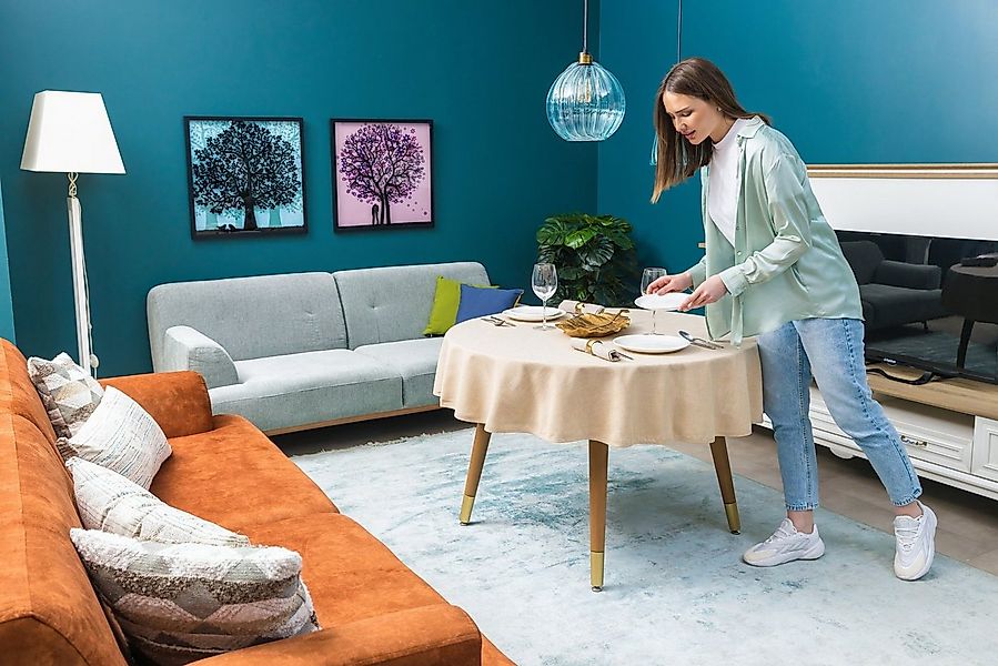 Simurq Tischdecke Wasserabweisend, Leinenoptik Tischdecke Abwaschbar - Lotu günstig online kaufen