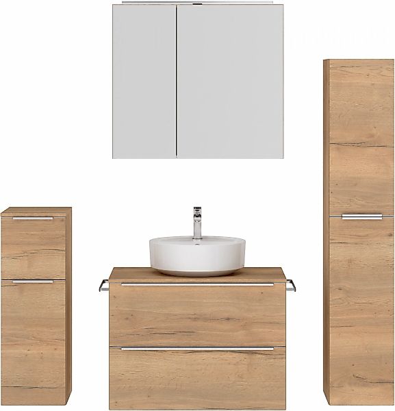 nobilia Badmöbel-Set, (4 St., vormontiert, mit Soft-Close), inkl. Spiegelsc günstig online kaufen