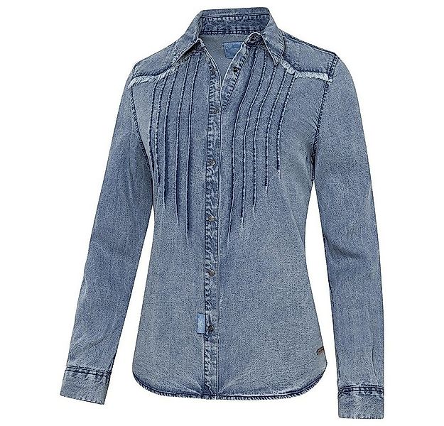 Stars & Stripes Langarmbluse Westernbluse Jeansbluse Blue günstig online kaufen