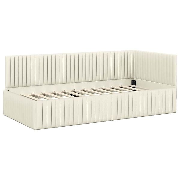 vidaXL Bett Eckbettgestell mit Kopfteil Creme günstig online kaufen