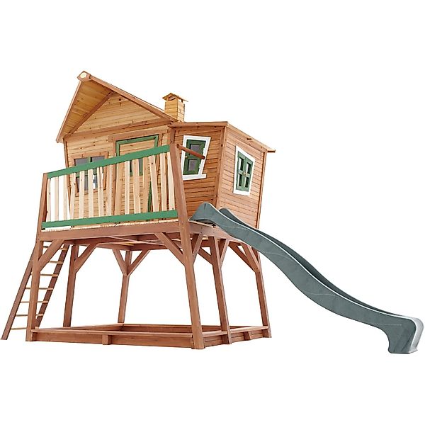Axi Spielhaus Max mit Leiter, Rutsche & Sandkasten Braun/Grün günstig online kaufen