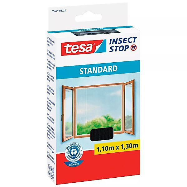 Tesa Insect Stop Fliegengitter Standard mit Klettband 130 cm x 110 cm Anthr günstig online kaufen