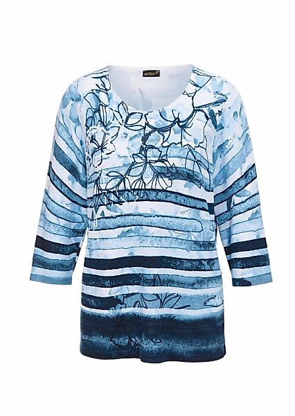 GOLDNER Rundhalspullover "Kurzgröße Druckpullover mit Schmucksteinen" Mit G günstig online kaufen