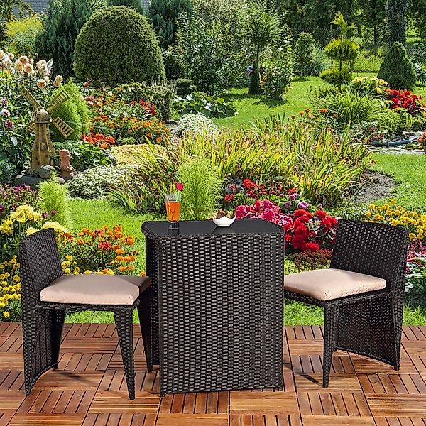 Melko Gartenlounge-Set Gartenmöbel Sitzgarnitur Essgruppe 3er günstig online kaufen