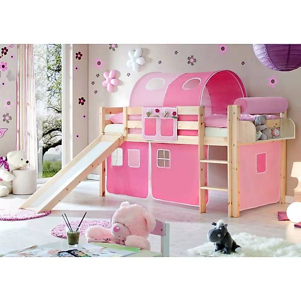 Kinder Rutschbett in Pink Rosa Kiefer Massivholz günstig online kaufen