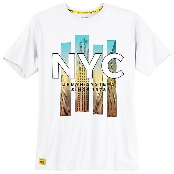 redfield Rundhalsshirt Große Größen Herren T-Shirt weiß NYC Fotoprint Redfi günstig online kaufen