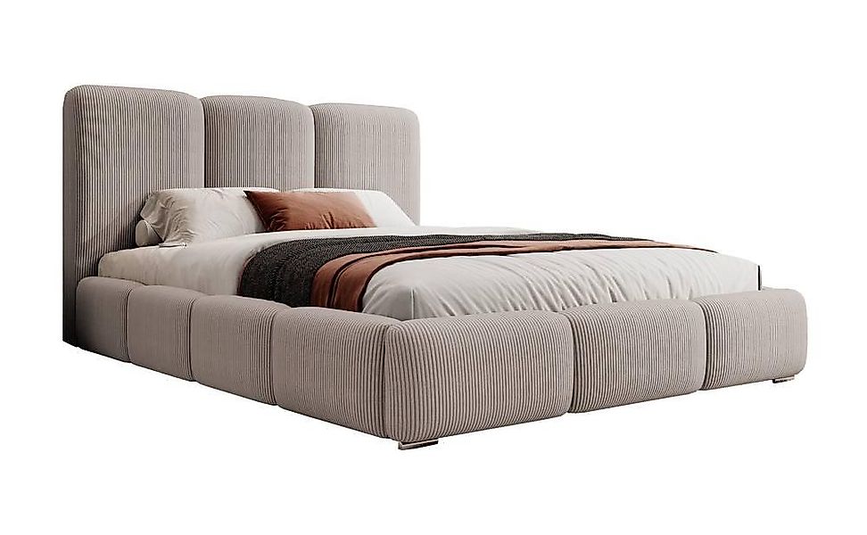 NADUVI Collection | Bettgestell Briar mit Stauraum, Rippstoff, 180x200 günstig online kaufen