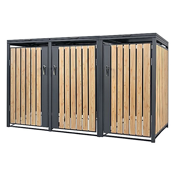 ML-Design Mülltonnenbox 3Er 240L 200x80x116,3cm Anthrazit-Lärchenoptik aus günstig online kaufen