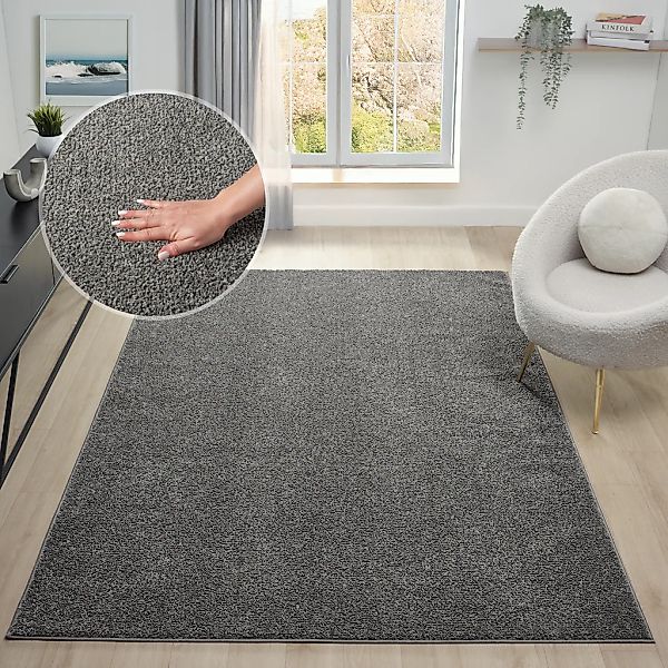OTTO home Teppich "Lisam" rechteckig 15 mm Höhe meliert, uni, Wohnzimmer, S günstig online kaufen