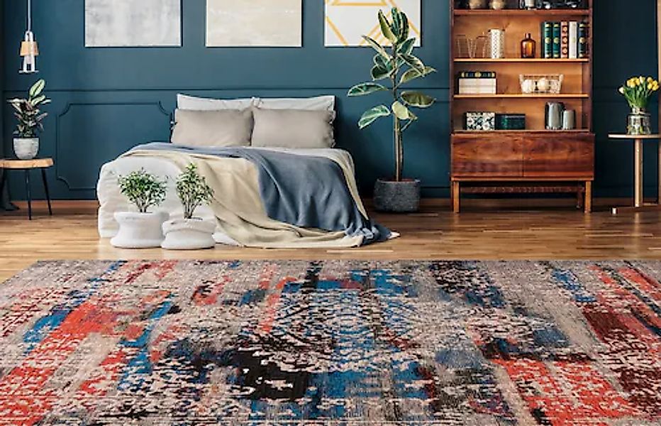 Padiro Teppich »Charme 425«, rechteckig, 5 mm Höhe, Chenille Flachgewebe im günstig online kaufen