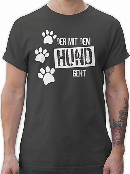 Shirtracer T-Shirt Der mit dem Hund geht Geschenk für Hundebesitzer günstig online kaufen