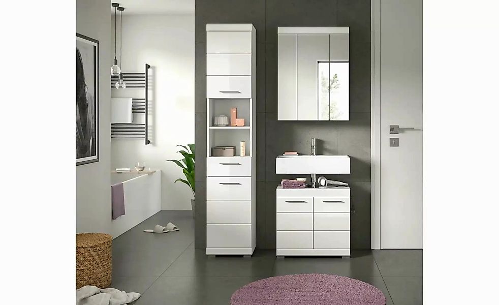 Badmöbel-Set SCHLOONSEE  3 teilig  bestehend aus: Hochschrank  Waschbeckenu günstig online kaufen