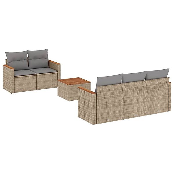 vidaXL 6-Tlg Garten-Sofagarnitur mit Kissen Beige Poly Rattan 3225786 günstig online kaufen