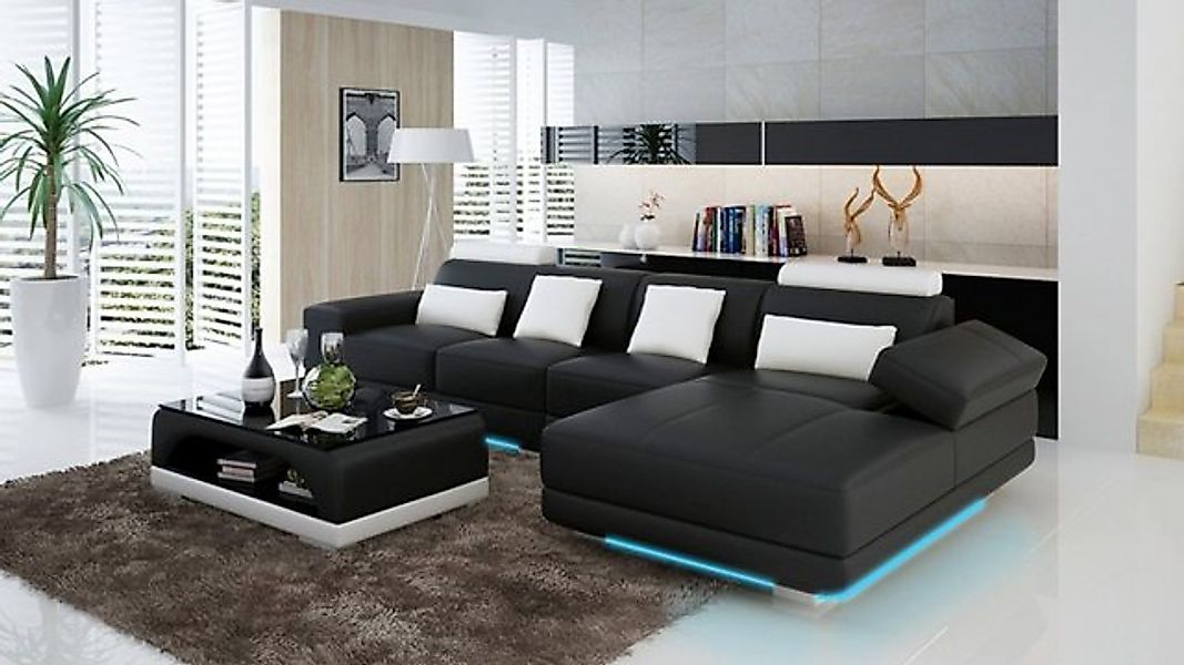 JVmoebel Ecksofa Ledersofa Couch Wohnlandschaft Ecksofa Eck Design Modern S günstig online kaufen