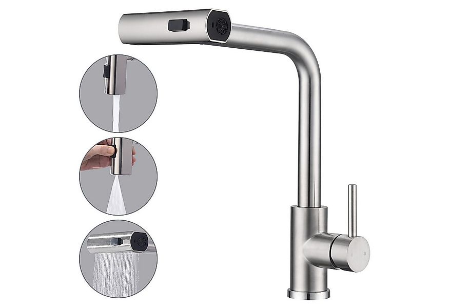 HOMELODY Küchenarmatur Ausziehbar 360°Schwenkbar Drei Sprühfunktionen Spült günstig online kaufen