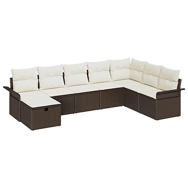 vidaXL Gartensofa-set mit Kissen 8-Tlg Braun und Creme Poly-Rattan 3358927 günstig online kaufen