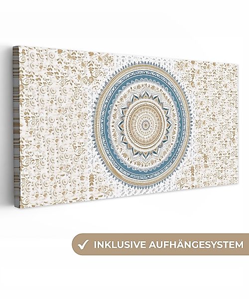 OneMillionCanvasses® Leinwandbild Panorama Mandala - Blau günstig online kaufen