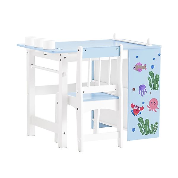 SoBuy Kindertisch mit 1 Stuhl Kindersitzgruppe Maltisch für Kinder Blau KMB günstig online kaufen