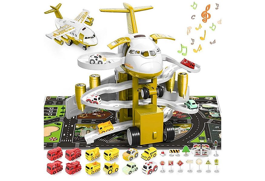 Vivitar Spielzeug-Flugzeug mit 12 Stadtautos & Rennstrecke Rennbahn Auto Sp günstig online kaufen
