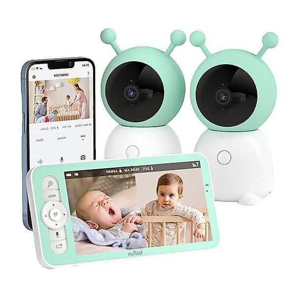 Boifun Video-Babyphone 5 Zoll Babyphone mit 2 Kameras 360 Gard WLAN Video B günstig online kaufen