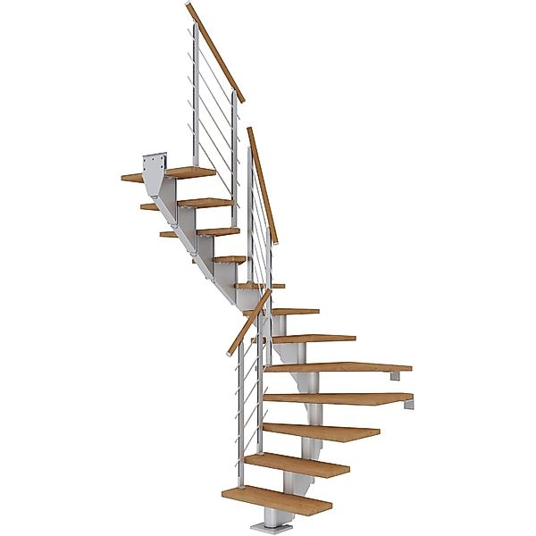 Dolle Mittelholmtreppe Hamburg Eiche Perlgrau GH bis 258 cm 1/2 Gewendelt 7 günstig online kaufen