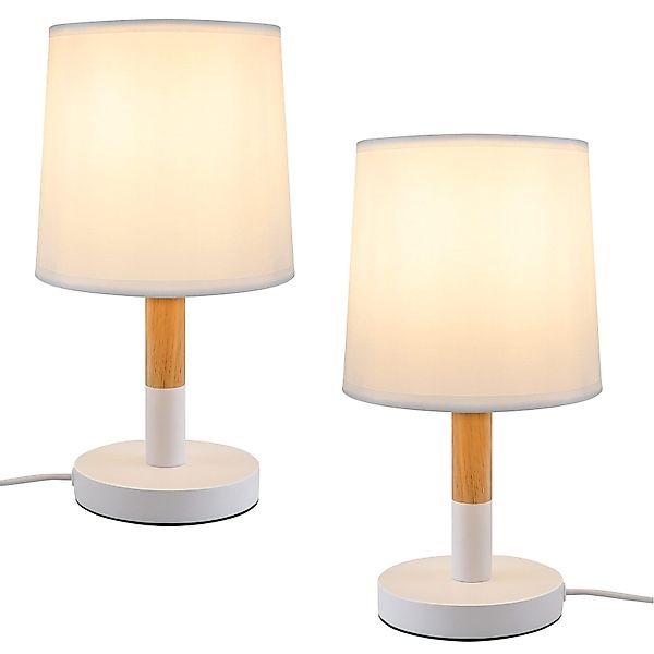 Nettlife Nachttischlampe 2er Set E27 Weiß günstig online kaufen