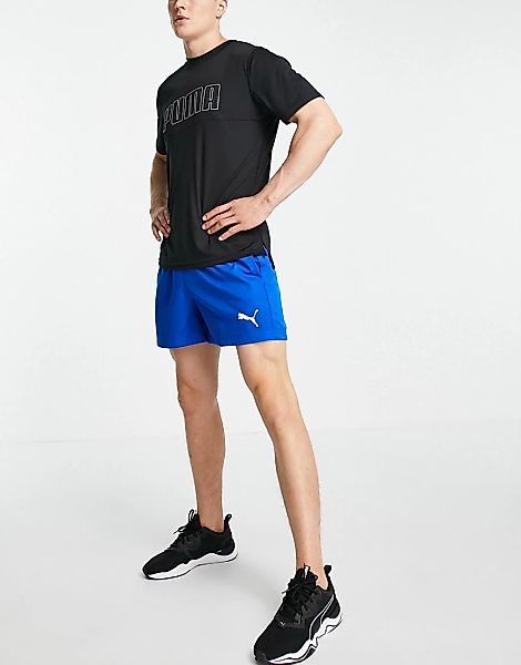 Puma – Gewebte Shorts in Blau günstig online kaufen