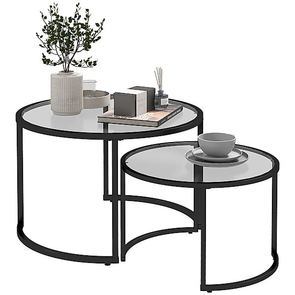 HOMCOM Couchtisch Beistelltisch mit Schwarz Stahlgestell günstig online kaufen