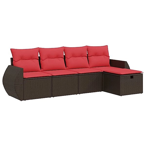 vidaXL 5-Tlg Garten-Sofagarnitur mit Kissen Braun Poly Rattan 3325570 günstig online kaufen