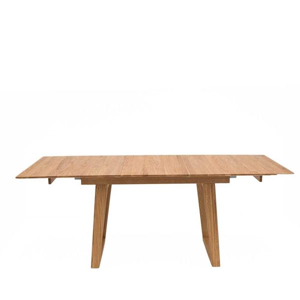 Holz Ausziehtisch aus Eiche Massivholz Bügelgestell günstig online kaufen